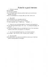 English worksheet: Rules for a good interview