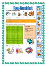 English Worksheet: FOOD-BREAKFAST