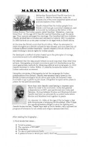 English Worksheet: mahatma Gandhi