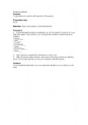 English Worksheet: Adverbs Of Frequency