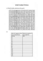 English worksheet: word search puzzle