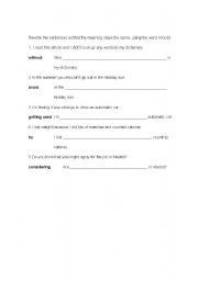 English Worksheet: transformations -ing form