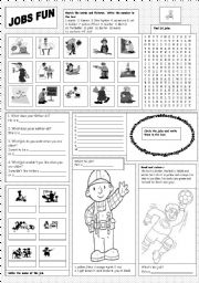 English Worksheet: Jobs Fun