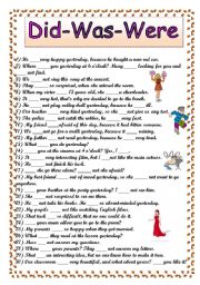 English Worksheet: Did- was - were