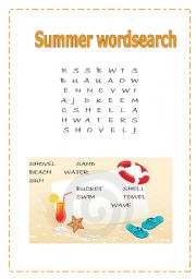 English Worksheet: summer wordsearch 