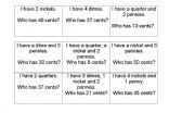 English Worksheet: I have..who has...coins