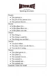 ARTICULATE for children - enjoyable describing game! (speaking structures and playing cards)