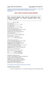 English Worksheet: Song: Hand in my pocket by Alannis Morisette