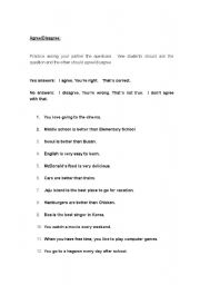 English worksheet: Agree/Disagree