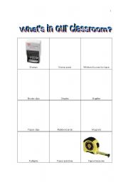 English worksheet: Whats in our classroom?