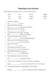 English Worksheet: Reporting Verbs