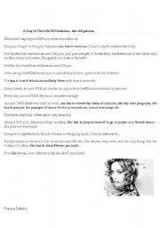 English Worksheet: A day in the life of Madonna - Her obligations