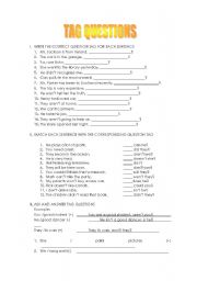 English Worksheet: TAG QUESTIONS