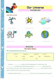 English Worksheet: Reading and vocabulary - Our Universe