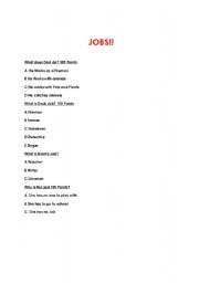 English Worksheet: Job:s Reading Comprehension Multiple Choice and open ended