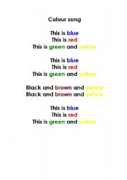 English worksheet: Colour song