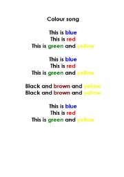 English Worksheet: Colour song