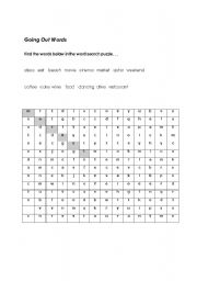 English Worksheet: Going Out Words Puzzle