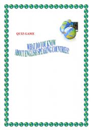 English Worksheet: Quiz game - What do you know about English speaking countries