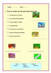 English Worksheet: Parts of the House