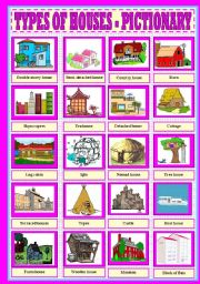 English Worksheet: TYPES OF HOUSES  - PICTIONARY