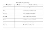 English Worksheet: Phrasal Verbs with Come and Go - Learner Sheet
