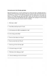 English Worksheet: Present simple reading