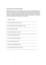 English worksheet: Present simple reading