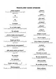 English Worksheet: TRAVELERS GUIDE...ENGLISH AND SPANISH