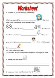 English Worksheet: feelings worksheet