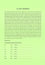 English Worksheet: A lazy student