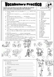 English Worksheet: Have some vocabulary&grammar practice !!! =) 2 PAGES
