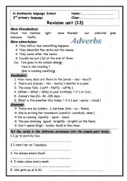 English Worksheet: revision on second primary