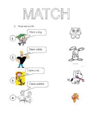 English worksheet: MATCH THE PETS