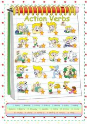 English Worksheet: Action Verbs