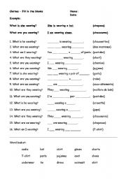 English Worksheet: Clothing - Fill in the blanks for French learners