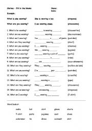 English worksheet: Clothing - Fill in the blanks for French learners