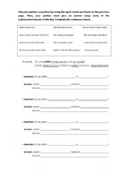 English worksheet: Sports Preferences