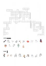 English worksheet: BODY PART CROSSWORD PUZZLE