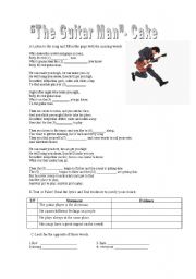 English worksheet: song The Guitar Man  -Cake