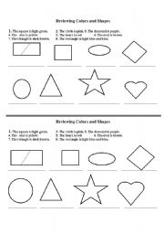 English Worksheet: colours and shapes