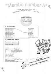 English Worksheet: Song for children (body movements)