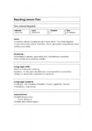 English Worksheet: reading lesson plan