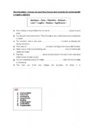 English worksheet: Negative adjectives