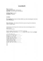 English worksheet: lesson plan