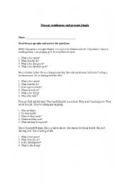 English Worksheet: Present continuous and present simple