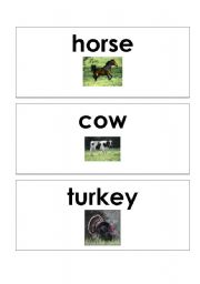 English worksheet: farm animal writing center or interactive chart cards