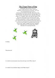 English worksheet: The Frogs want a King