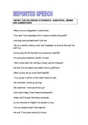 English Worksheet: Reported Speech