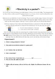 English Worksheet: Electricity in a packet